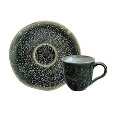 Xícara de Café e Pires Cerâmica Orgânico Nature Musgo 120ml - 1 Unid.