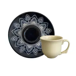 Xícara de Café e Pires em Cerâmica Coup Rossete 112ml - 1 Unid.