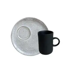 Xícara de Café e Pires Descentralizado Orgânico Dust Preto 90ml - 1 Unid.