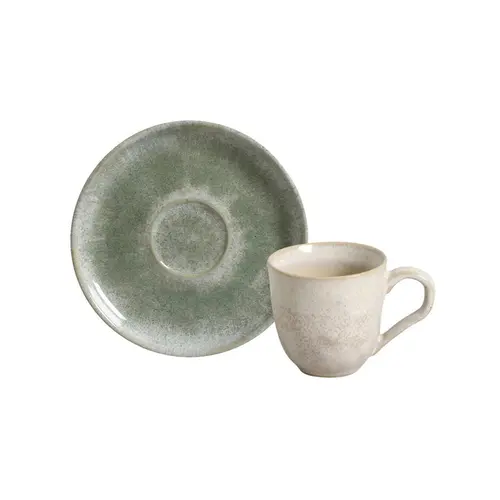 Xícara de Café e Pires Cerâmica Stoneware Bio Moss 120ml - 1 Unid.