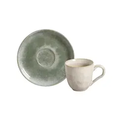 Xícara de Café e Pires Cerâmica Stoneware Bio Moss 120ml - 1 Unid.