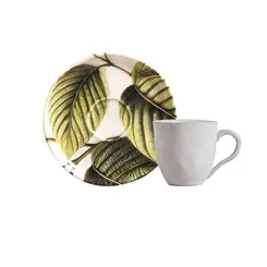 Xícara de Café e Pires Cerâmica Stoneware Bio Éden 120ml - 1 Unid.