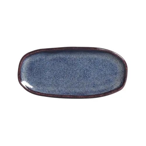 Travessa Cerâmica Oval Rasa Pequena Orgânico Titanium 23x11cm
