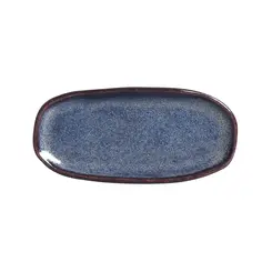 Travessa Cerâmica Oval Rasa Pequena Orgânico Titanium 23x11cm