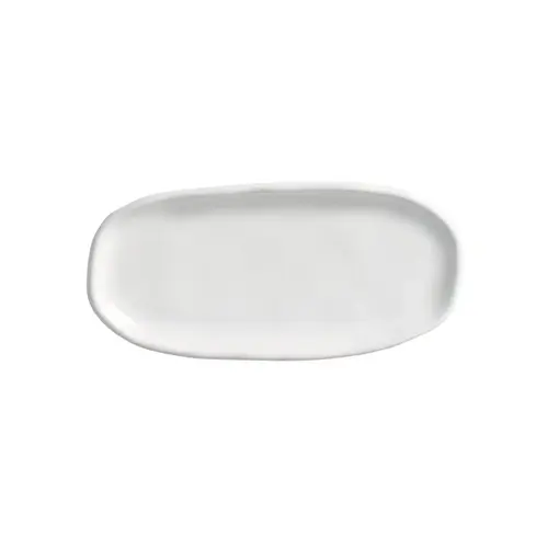 Travessa Cerâmica Oval Rasa Pequena Orgânico New White 23x11cm