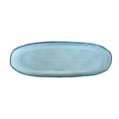 Travessa Oval Rasa Cerâmica Stoneware Grande Glacier 36x12,5cm