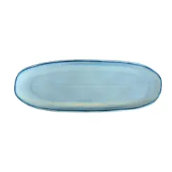 Travessa Oval Rasa Cerâmica Stoneware Grande Glacier 36x12,5cm