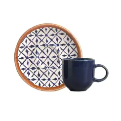 Xícara Café e Pires Cerâmica Coup New Asteca Azul 97ml - 1un