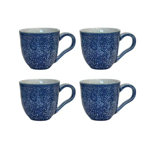 Kit 4 Xícaras de Café em Cerâmica Nature Azul Índigo 120ml