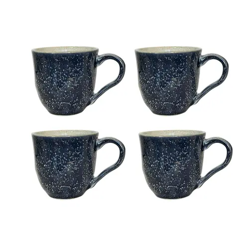 Kit 4 Xícaras de Café em Cerâmica Azul Nature Marinho 120ml