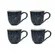 Kit 4 Xícaras de Café em Cerâmica Azul Nature Marinho 120ml