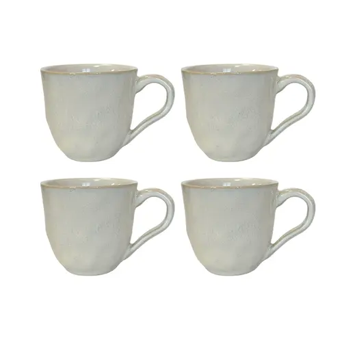 Kit 4 Xícaras de Café em Cerâmica Nature Branco Blanc 120ml