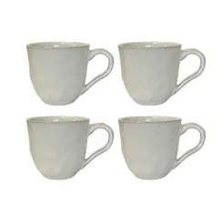 Kit 4 Xícaras de Café em Cerâmica Nature Branco Blanc 120ml