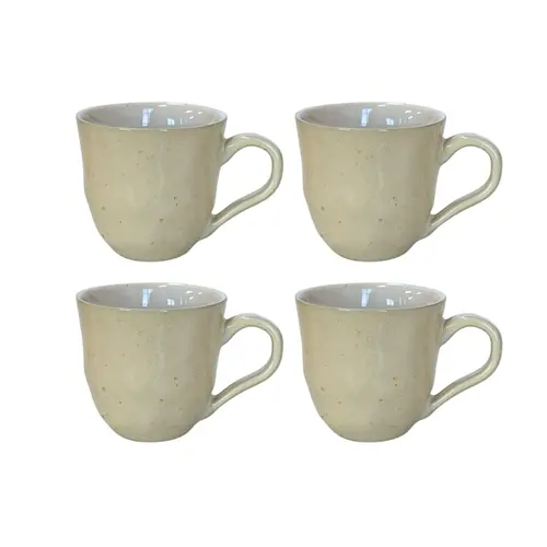Kit 4 Xícaras de Café em Cerâmica Nature Shiny White 120ml