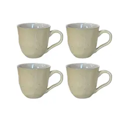 Kit 4 Xícaras de Café em Cerâmica Nature Shiny White 120ml