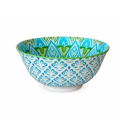 Bowl Tigela em Cerâmica Azul e Verde 600ml 15,5x7,5cm 1 un