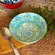 Bowl Tigela em Cerâmica Azul e Verde 600ml 15,5x7,5cm 1 un