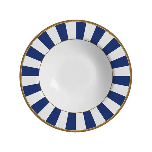 Prato Fundo em Cerâmica Stripe Linhas Azul 25cm - 1 Unid.