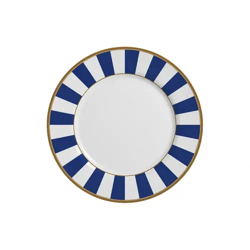 Prato de Sobremesa em Cerâmica Stripe Linhas Azul 20,5cm - 1 Unid.