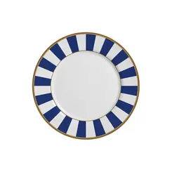 Prato de Sobremesa em Cerâmica Stripe Linhas Azul 20,5cm - 1 Unid.