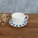 Xicara de Chá com Pires em Cerâmica Stripe Linhas Azul 250 ml - 1 Unid.