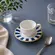 Xicara de Café com Pires em Cerâmica Stripe Linhas Azul 85 ml - 1 Unid.