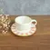 Xícara de Café com Pires em Cerâmica Stripe Linhas Rosa 85ml - 1 Unid.