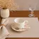 Xícara de Café com Pires em Cerâmica Stripe Linhas Rosa 85ml - 1 Unid.