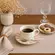 Xícara de Café com Pires em Cerâmica Stripe Linhas Rosa 85ml - 1 Unid.