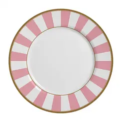 Prato Raso em Cerâmica Stripe Linhas Rosa 29cm - 1 Unid.