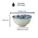 Kit 4 Bowls Tigelas Cerâmica Flor Azul Branco 280ml Caixa Presente