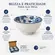 Kit 4 Bowls Tigelas Cerâmica Flor Azul Branco 280ml Caixa Presente