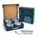 Kit 4 Bowls Tigelas Cerâmica Flor Azul Branco 280ml Caixa Presente