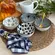 Kit 4 Bowls Tigelas Cerâmica Azul Branco 280ml Caixa Presente