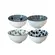 Kit 4 Bowls Tigelas Cerâmica Azul Branco 280ml Caixa Presente
