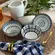 Kit 4 Bowls Tigelas Cerâmica Azul Branco Duo 280ml Caixa Presente