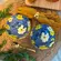 Kit 2 Bowls Tigelas Cerâmica Flor Azul Amarelo 280ml Caixa Presente