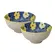 Kit 2 Bowls Tigelas Cerâmica Flor Azul Amarelo 280ml Caixa Presente