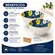 Kit 2 Bowls Tigelas Cerâmica Flor Azul Amarelo 280ml Caixa Presente