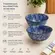 Kit 2 Bowls Tigelas Cerâmica Folia Azul Branco 280ml 12x6cm
