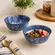 Kit 2 Bowls Tigelas Cerâmica Folia Azul Branco 280ml 12x6cm