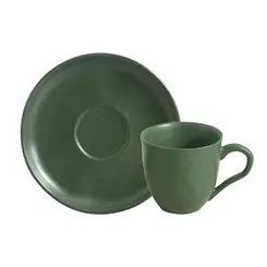 Xícara de Chá e Pires Cerâmica Bio Leaf Verde 170ml - 1 Unid