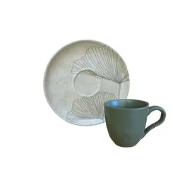 Xícara de Café e Pires Cerâmica Stoneware Bio Vida 120ml - 1 Unid.