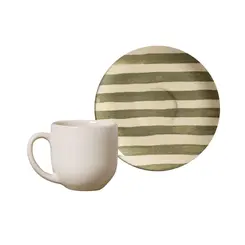 Xícara de Café com Pires Cerâmica Coup Fleur Off-White 112ml - 1 Unid.