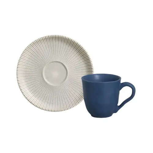 Xícara de Café e Pires Cerâmica Stoneware Bio Radial 120ml - 1 Unid.