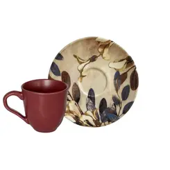 Xícara de Café e Pires em Cerâmica Torna Marsala 120ml - 1 Unid.