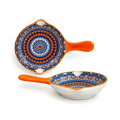 Kit 2 Mini Bowls Molheiras Cerâmica Estampadas 50ml Cabo Laranja