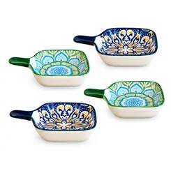 Kit 4 Mini Bowls Molheiras Quadrados Estampados 50ml com Cabo