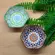 Kit 2 Mini Bowls Molheiras Hexagonais Cerâmica Verde Azul 100ml