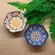 Kit 2 Mini Bowls Molheiras Hexagonais Cerâmica Azul Laranja 100ml